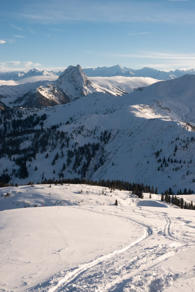 Gampenkogel Skitour Kitzbüheler Alpen. Ausblick auf den Großen rettenstein.