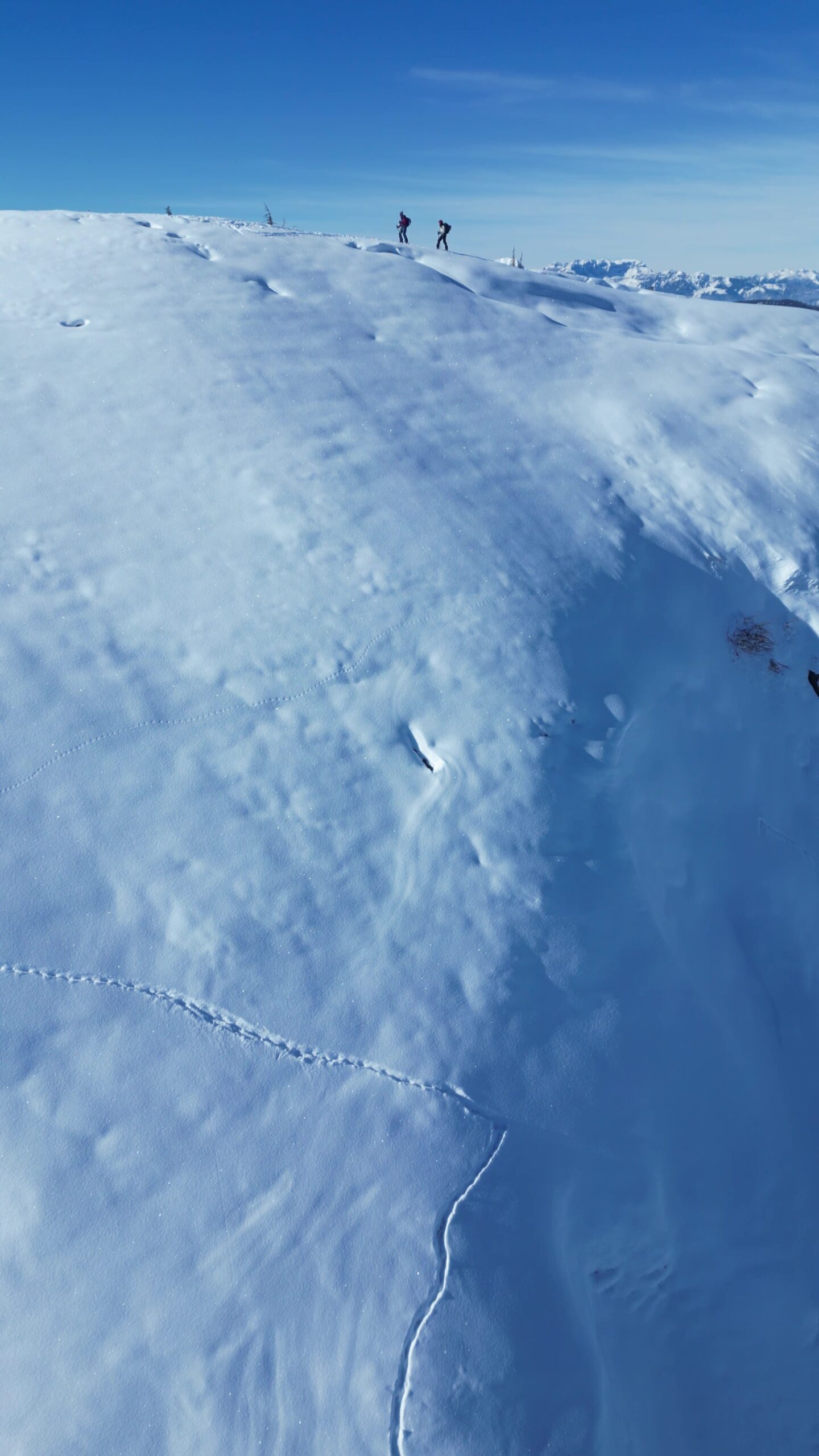 Zwei Skitourengeher am Grat in den Tiroler Bergen