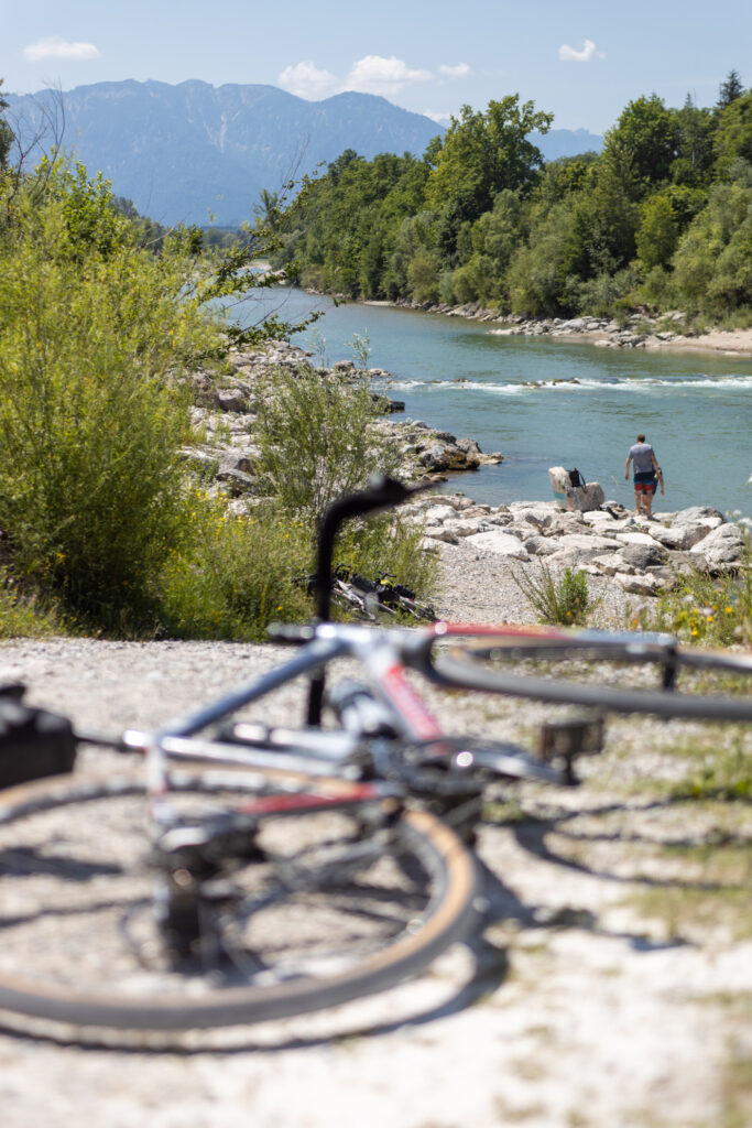 Wossa Gravelbike-Fahrradtour entlang der Saalach nach Bad Reichenhall.